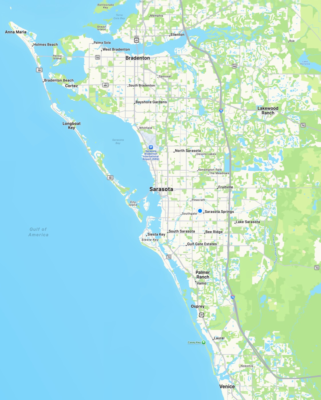 Map of Always On Networks' Sarasota-area service coverage